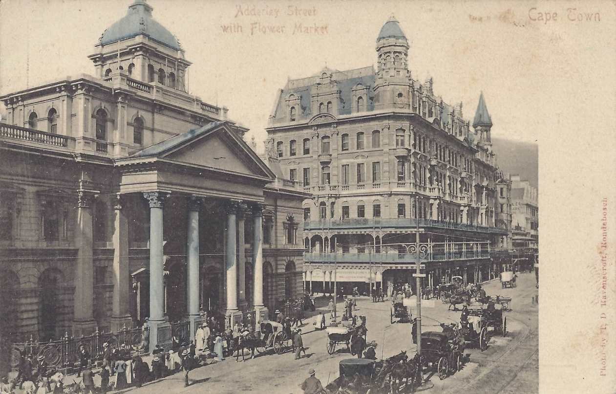 Adderley Street with flower market Cape Town