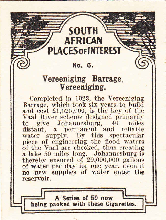 Vereeniging Barrage, 1923 or  back