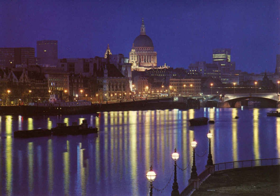 St Paul's Cathedral and Thames by night London