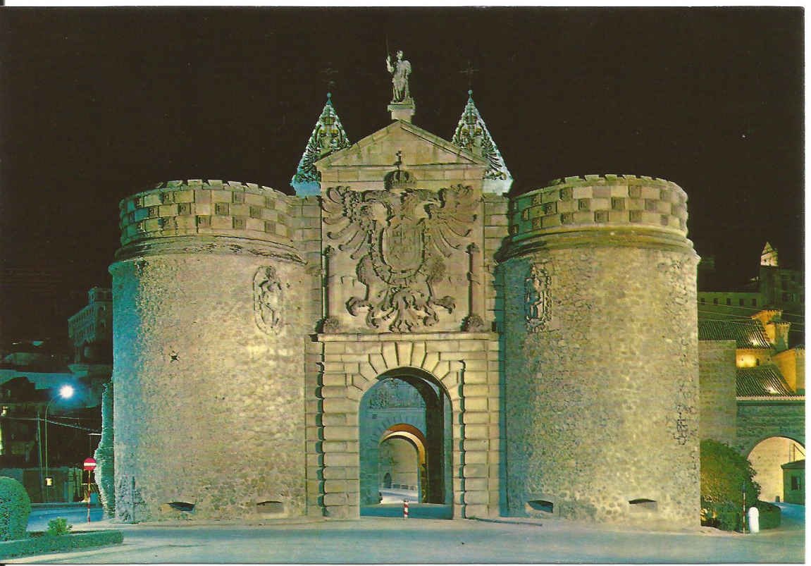 Toledo, Gate of Bisagra illuminated